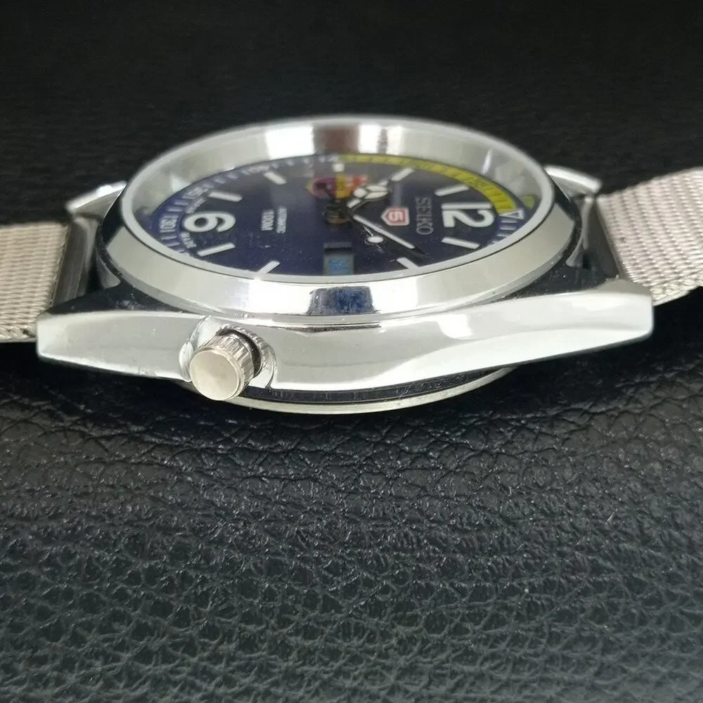 Vintage 1976 FCB Seiko Automatic Mens Silver Watch W/daydate & FCB accents